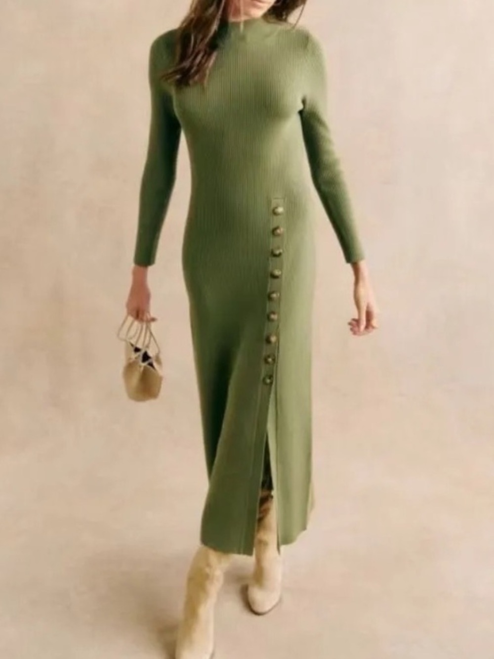 Sezane Harper Dress in Lime Green